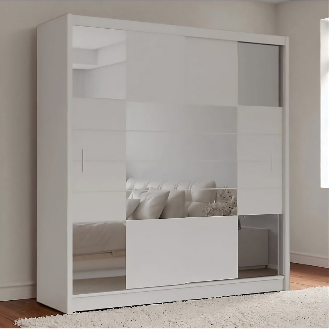 Aruba II 203cm Sliding Door Wardrobe in Graphite Matt - Contemporary Design with Mirrored Detail