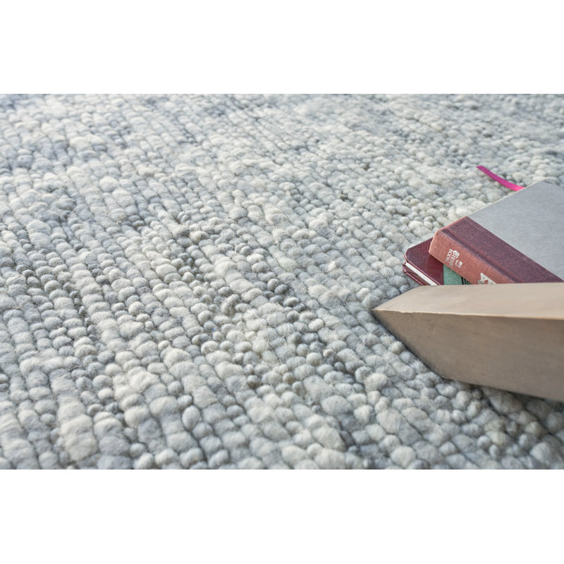 Borelli Wool Area Rug in Silver, Rectangle 10' x 14'