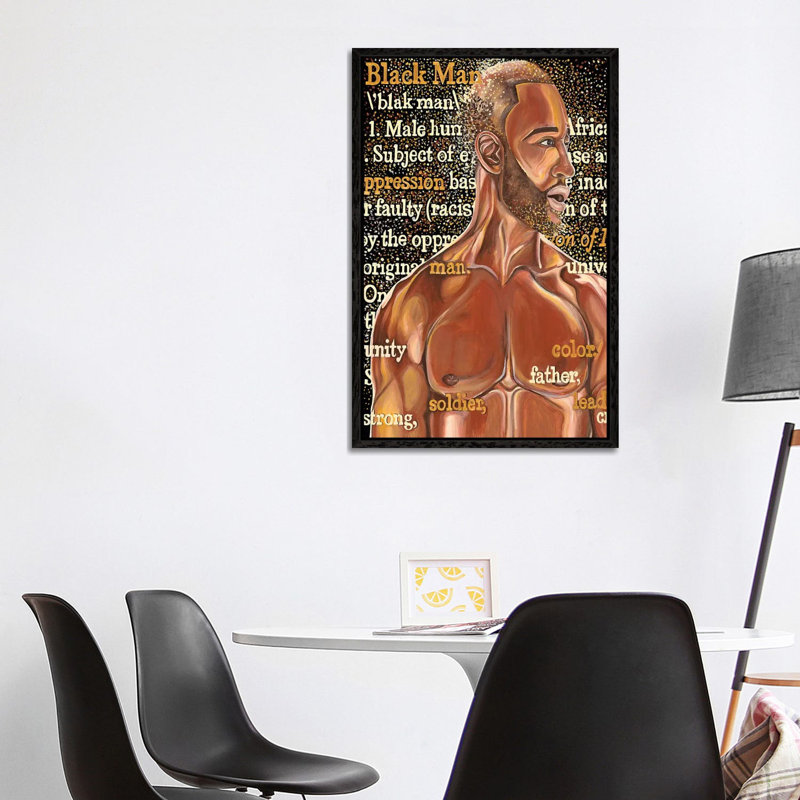 Black Man - Painting on Canvas, 152.5 cm H x 101.5 cm W, Black Framed