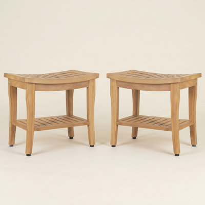 Banc de douche en teck massif de 20 po avec tablette de rangement, tabouret de spa 500 lb