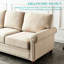 Rangement confortable en lin beige: pieds en bois massif, structure en métal, coussin épais de 7 pouces pour un confort accru, revêtu de lin, avec rangement spacieux: coussins, assemblage facile-2004515297