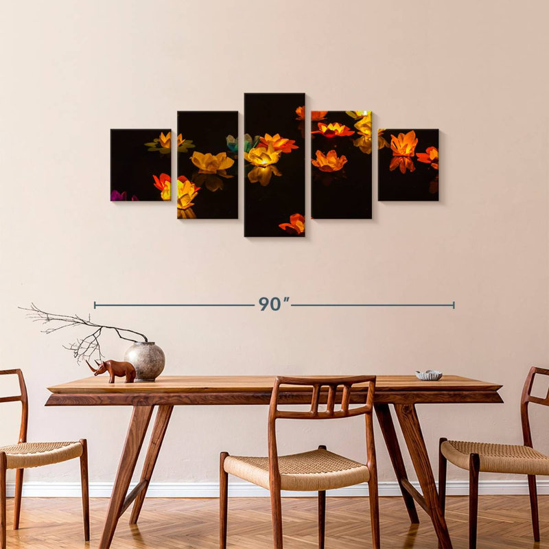 Lotus Lanterns, 36" H x 80" W