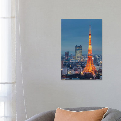 Tokyo Tower And Mori Tower At Night by Jan Becke - Wrapped Canvas Print