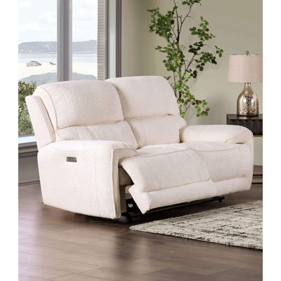 67.4" W Transitional Power Loveseat, Beige