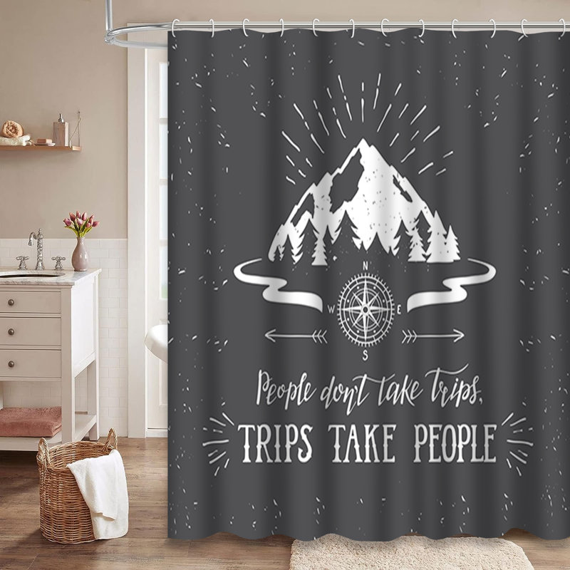 Rideau de douche avec 12 crochets Mountain Forest Wanderlust, L 72 po x l 78 po