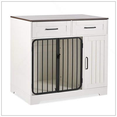 Cage pour chien de 37,4 pouces avec 2 tiroirs et armoire de rangement Modern Furniture, idéale pour les petits et moyens chiens