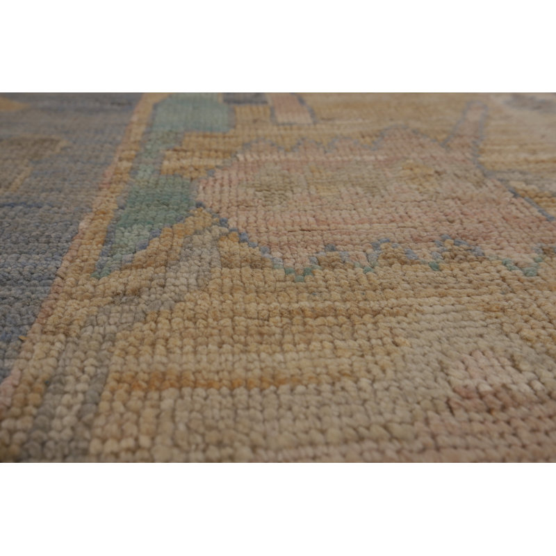 Vegetable Dye Blue Oushak Turkish Area Rug