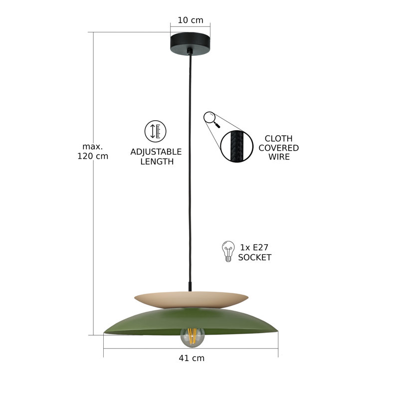 1 - Light Matte Black Dome Pendant, Khaki/Latte