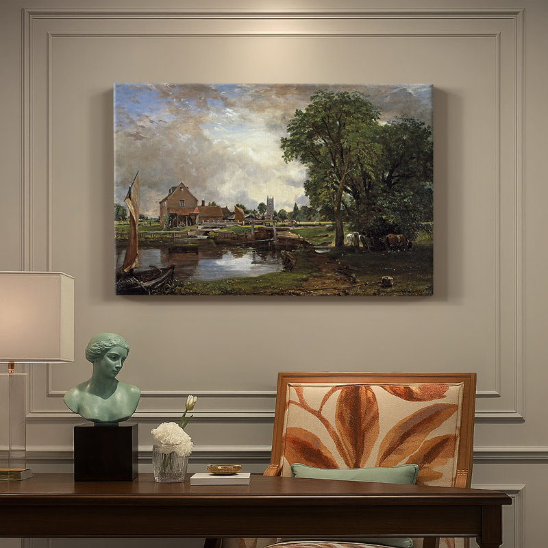 John Constable "Flatford Mill (Scène sur une rivière navigable)" - Art mural de qualité musée sur toile tendue, 12 x 18