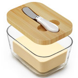 Large Glass Butter Dish With Lid, Upgraded The Capacity To Holds 1Lb Of Butter, Butter Keeper With Knife For Countertop And Double High-Quality Silicone Seal, Kitchen Decor And Gifts