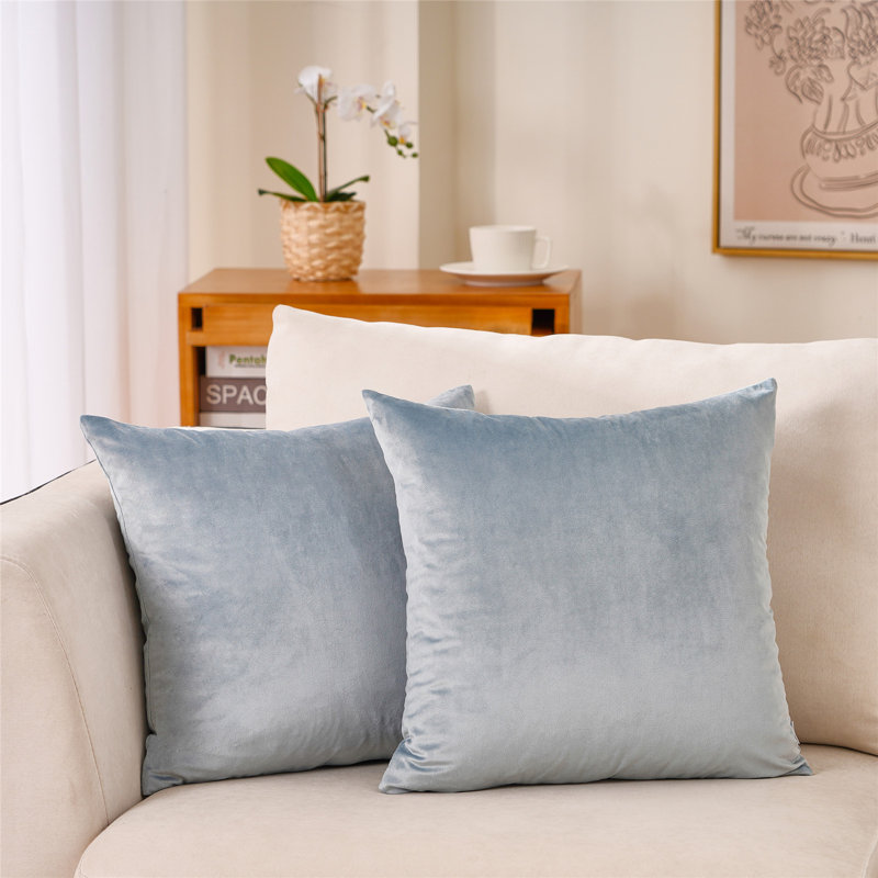 Velvet Pillow Cover, Water Blue, 18" H x 18" W