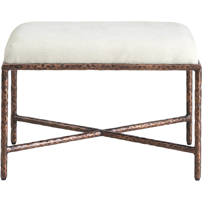 Banc en tissu Iyania Chenille, Tissu chenille crème, Bronze