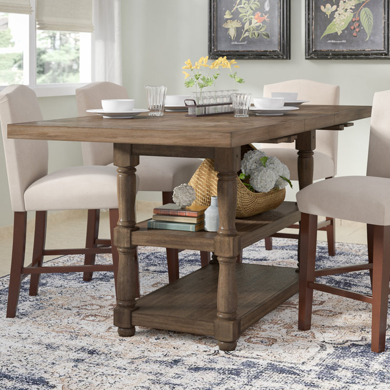 Jabree Extendable Solid Wood Base Dining Table, Gray