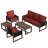 5-Person Patio Sofa Seating Group Cedar Wood Frame Brown Wicker with Cushion, Coffee Tables-108734356