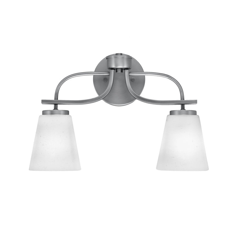 Zygi 2 Light Bath Bar Shown In Graphite Finish With 4.5" Square White Muslin Glass