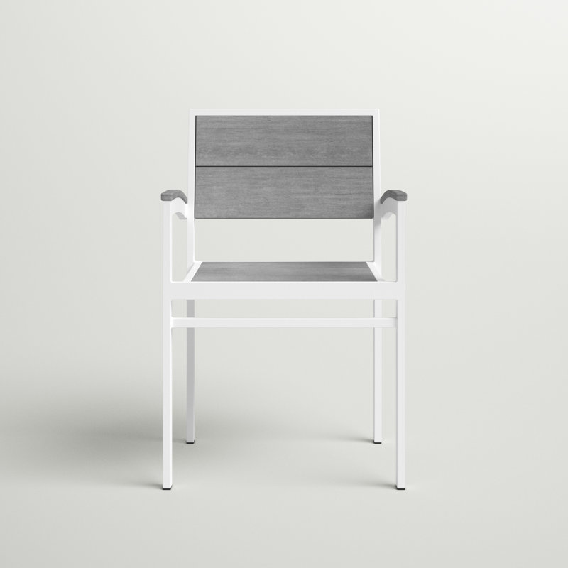 Chaise de patio empilable Reginald, Blanc / Bois flotté