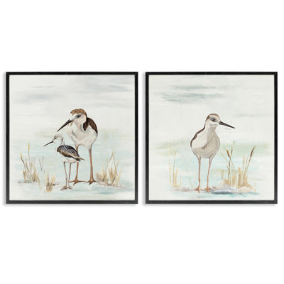 «Sandpipers parmi les graminées de plage», ensemble de 2 giclées par Patricia Pinto