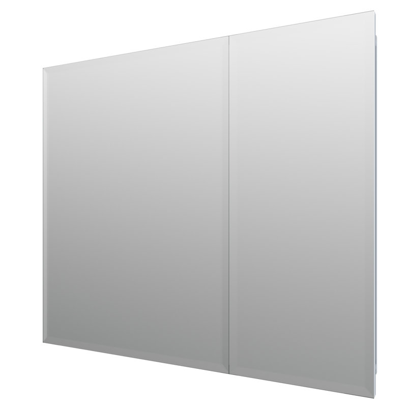 Recessed Frameless 2 Doors Medicine Cabinet with Adjustable Shelves
