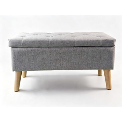 32" Wide Storage Ottoman Bench with Built-in Tray, Square Storage Ottoman for Extra Storage, Upholstered Footrest and End of Bed Bench, Perfect for Li