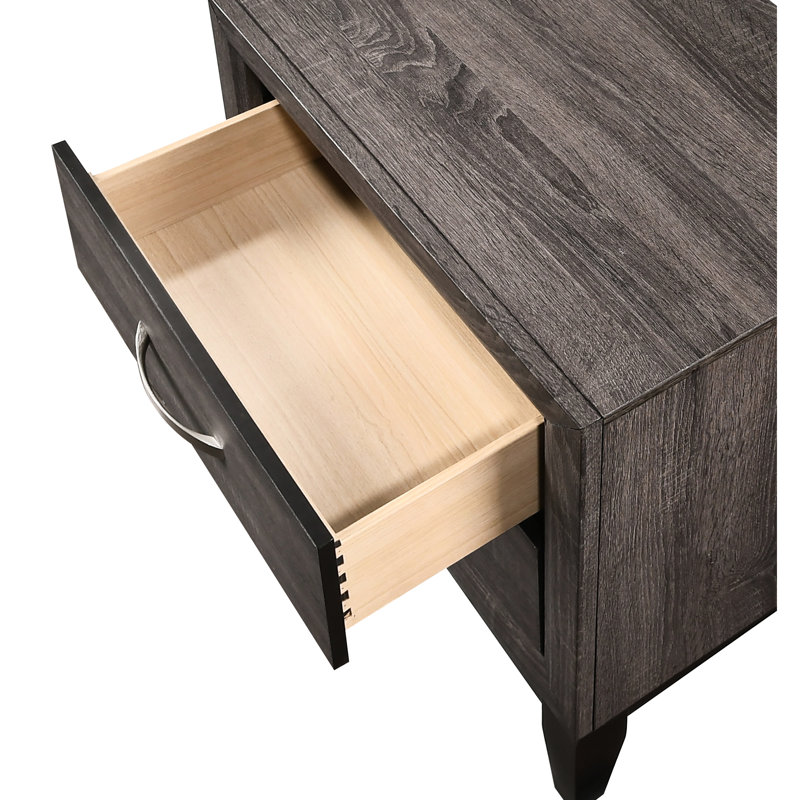 Table de chevet grise et brune 2 - Essentiel de chambre à coucher, mobilier de style contemporain, moderne, Brun
