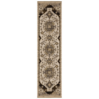 Abena Old World Medallions Brown/ Grey Wool Blend Area Rug