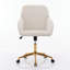 Chaise de bureau pivotante en velours beige avec base or noble