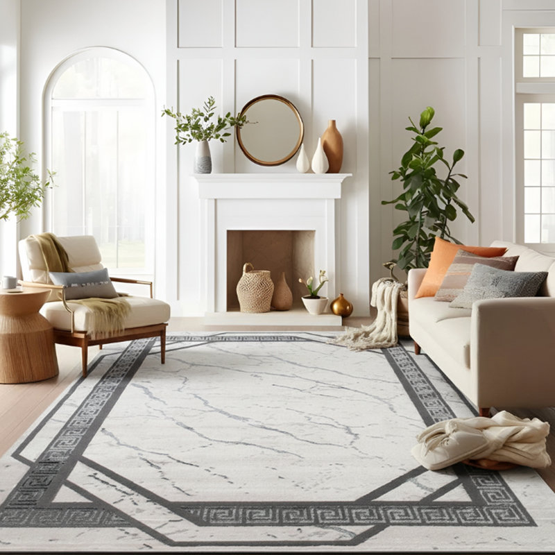 Monaco Series Abrstract Black/Gray/Ivory/Beige Area Rug, Rectangle 5'3" x 7'3"