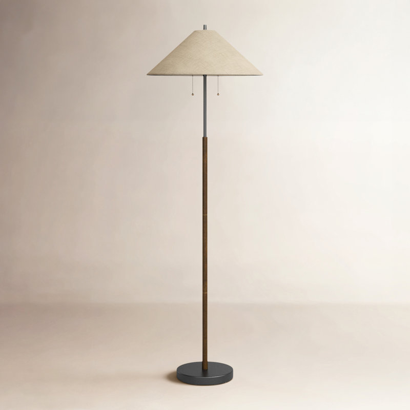 Florina 62'' Traditional Floor Lamp, Walnut/Black, Light Brown