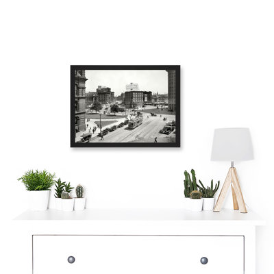 Vintage Detroit America Michigan Broadway Street USA - Single Picture Frame Print