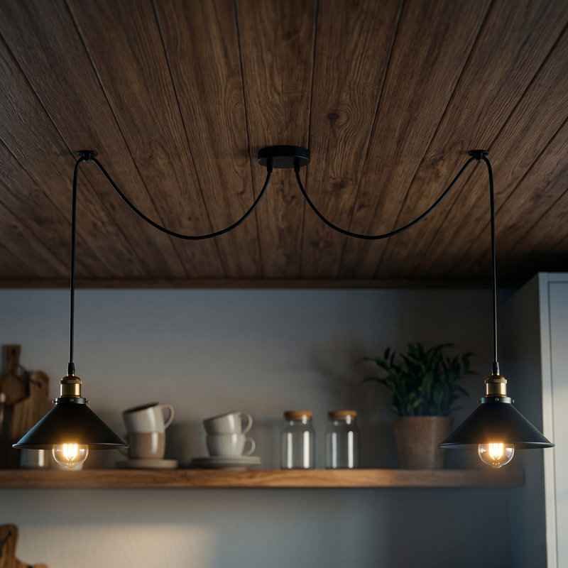 Lofton 2 - Light Gold Cluster Pendant, Black