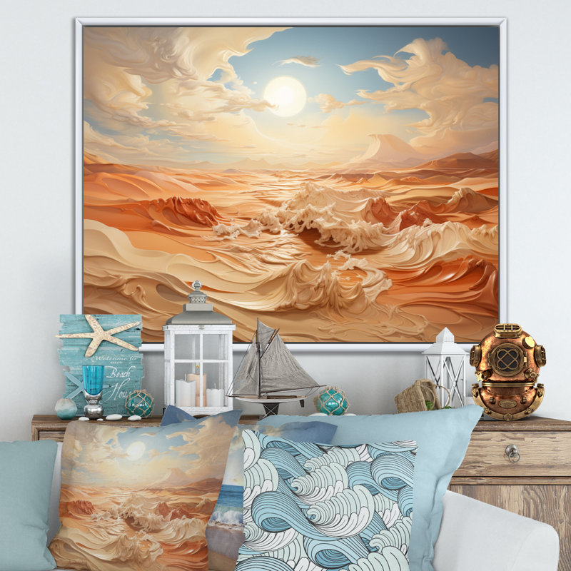 Photo de plage Sables d'or III - impression, Cadre flottant blanc, H 30 po x l 40 po x P 1,5 po