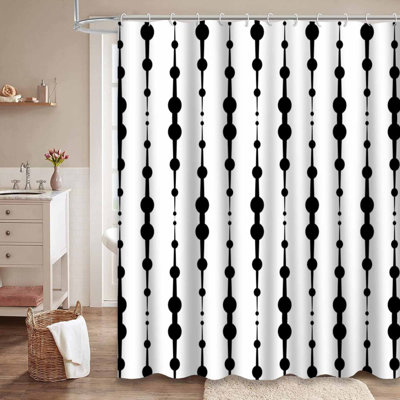 Magnifique rideau de douche à pois blancs avec 12 crochets