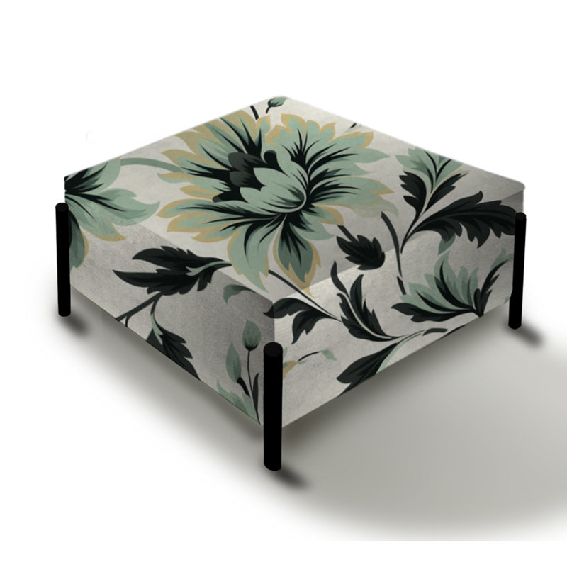 Green Sleek Damask Harmony - Grand repose-pieds carré damassé