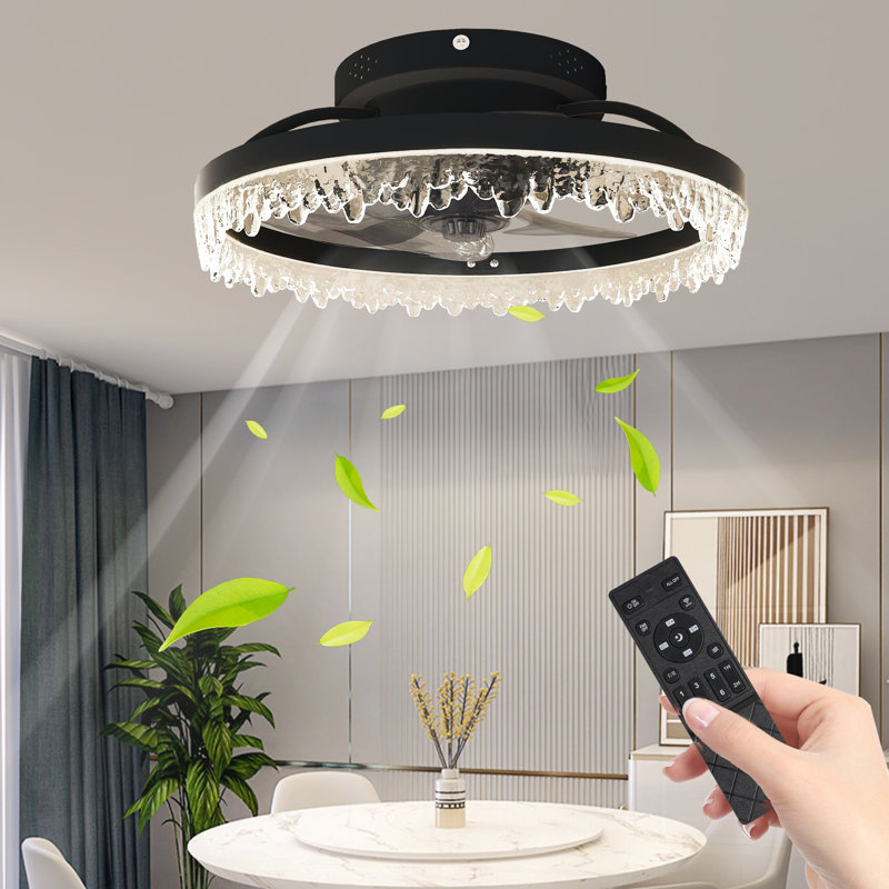 Ventilateur de plafond noir intelligent avec lumière Smart Silent, H 5,1 po x l 15,7 po x P 15,7 po