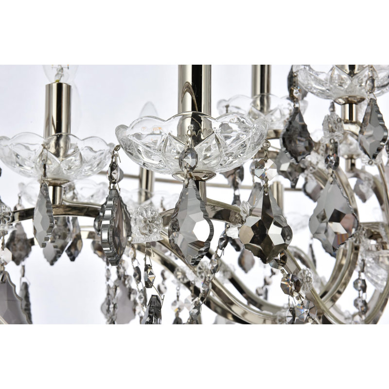 Geneva Polished Nickel 18-Light Globe Chandelier with Silver Shade Crystals