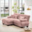 Canapé modulaire 2 places avec repose-pieds convertible, tissu chenille, coussins lombaires / de salon | Rose | Chenille-888983599