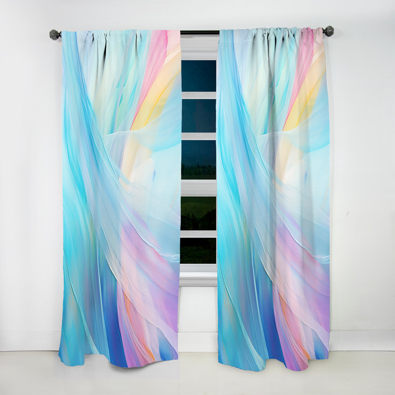 Rideau arc-en-ciel Ron Soft Cyan Rainbow Whisper I - obscurcissant - 1 panneau, L 52 po x L 90 po