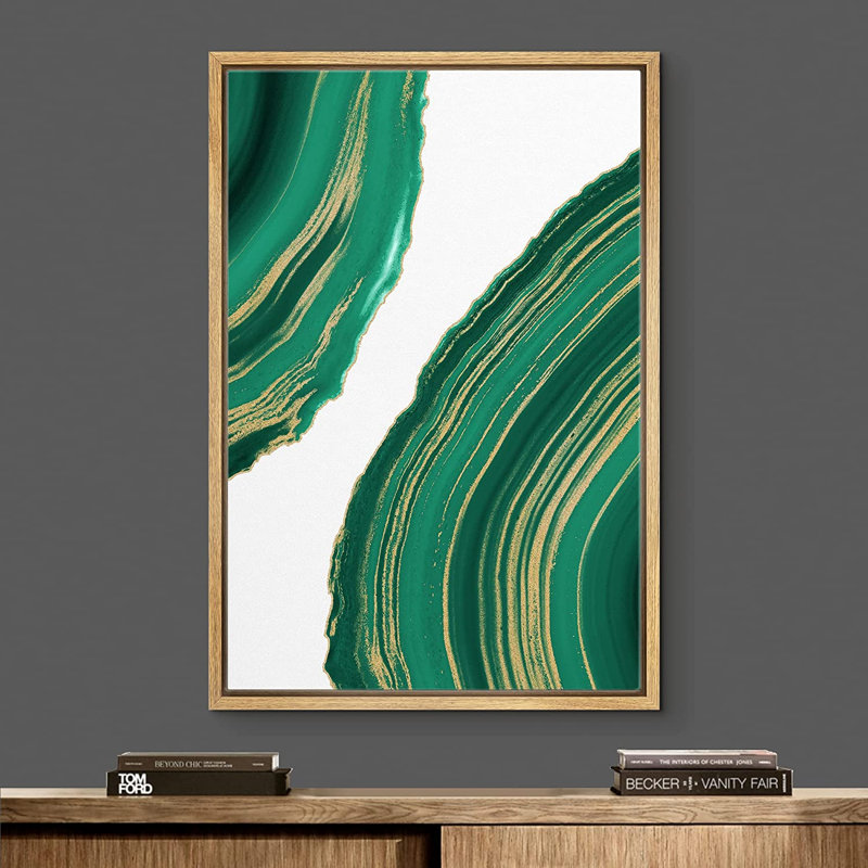 Ring Ring Abstract Shapes Illustration - Peinture sur toile à cadre flottant, H 36 po x l 24 po x P 1,5 po, Brun