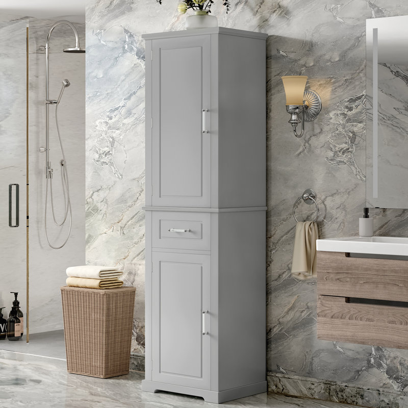 Grande armoire de rangement pour salle de bain, Gris