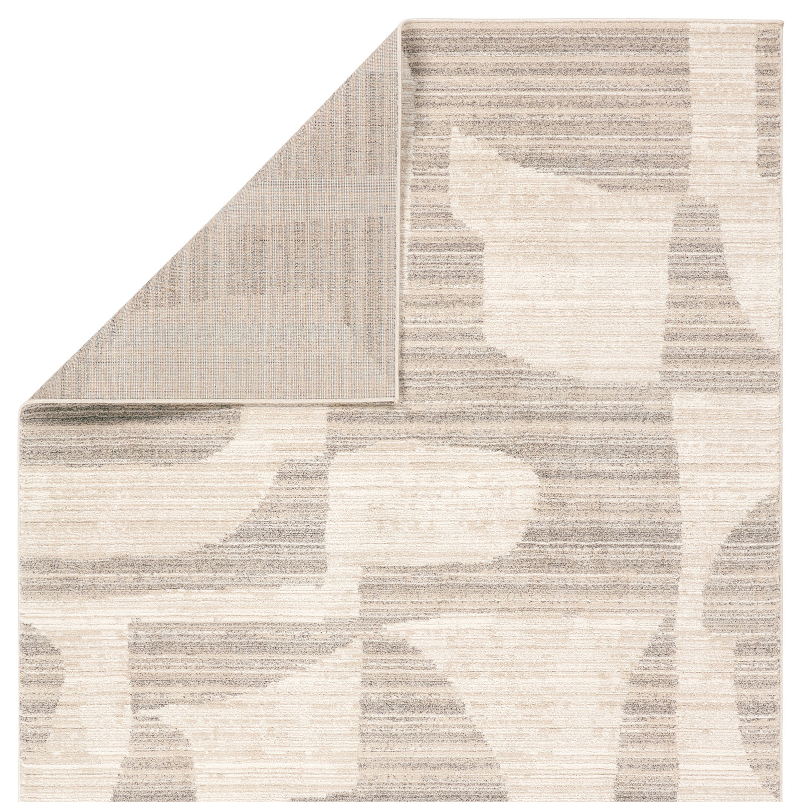 Loehrke Tan Taupe Abstract Rug, Rectangle 5' x 8'