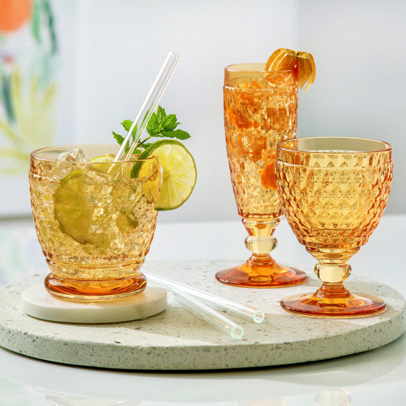 Villeroy & Boch Boston Pearl Water Glass, Crystal Glass, 13.5 ozs, , Yellow