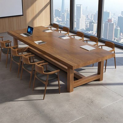 Modern Burlywood Solid Wood Conference Table by Latitude Run
