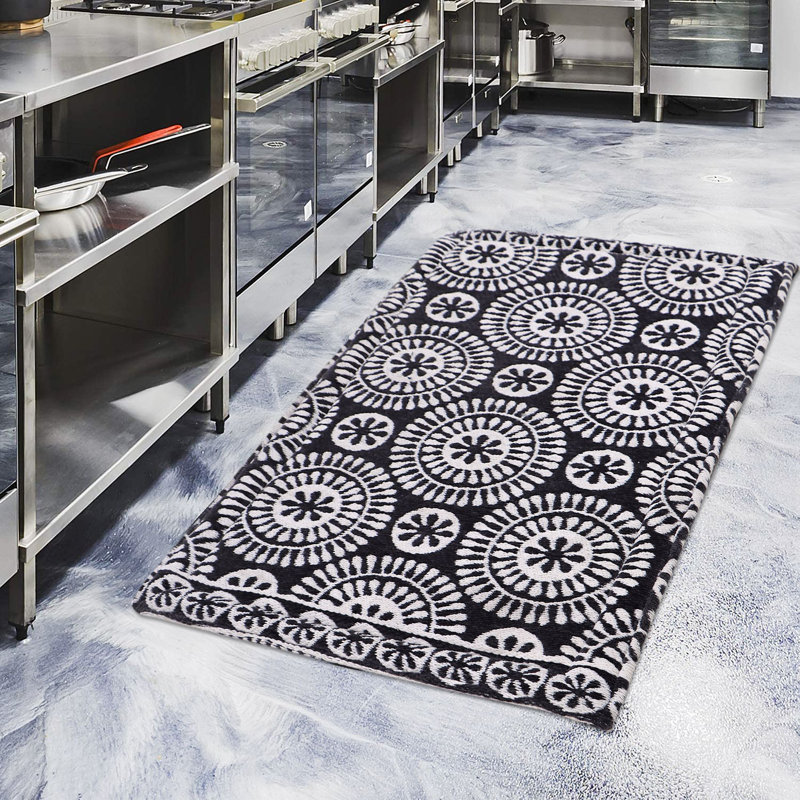 Geometric Polyester Anti-Fatigue Kitchen Mat