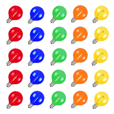 25 Pack LED G40 Plastic Filament Outdoor Globe Replacement Bulbs, Blue