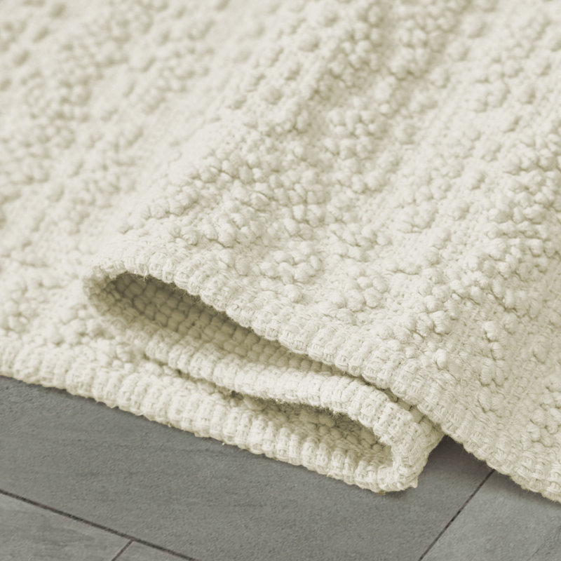 French Connection Dekker 100% Cotton Bath Rug Set, Ivory