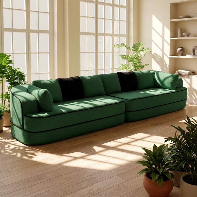 Elysium 134.7" W x 39" D x 32.7" H 4-Seat Teddy Fabric Modular Sectional Sofa