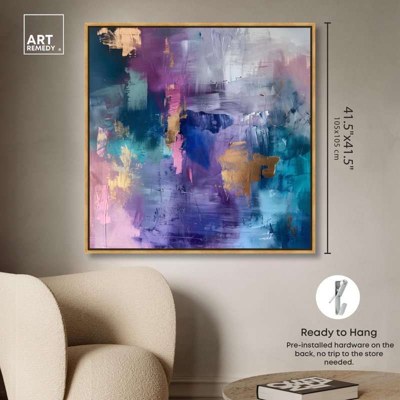 Beautiful Jewels Canvas Colorful Abstract Wall Art by Art Remedy, Gold Framed, 41" H x 41" W