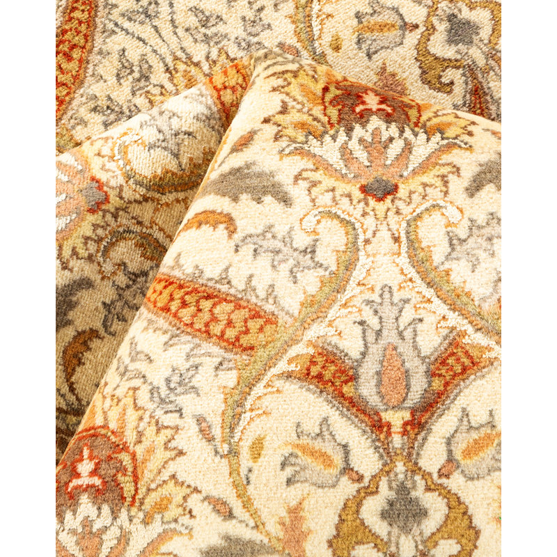 Tapis unique en laine noué à la main nouvel âge de 6 pi 2 po x 8 pi 10 po Hayner en ivoire / rouge / beige