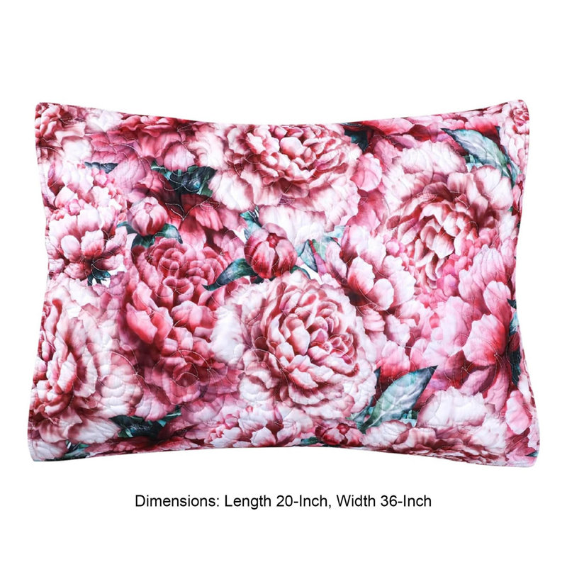Standard Floral Pink Microfiber Cotton Pillow Sham