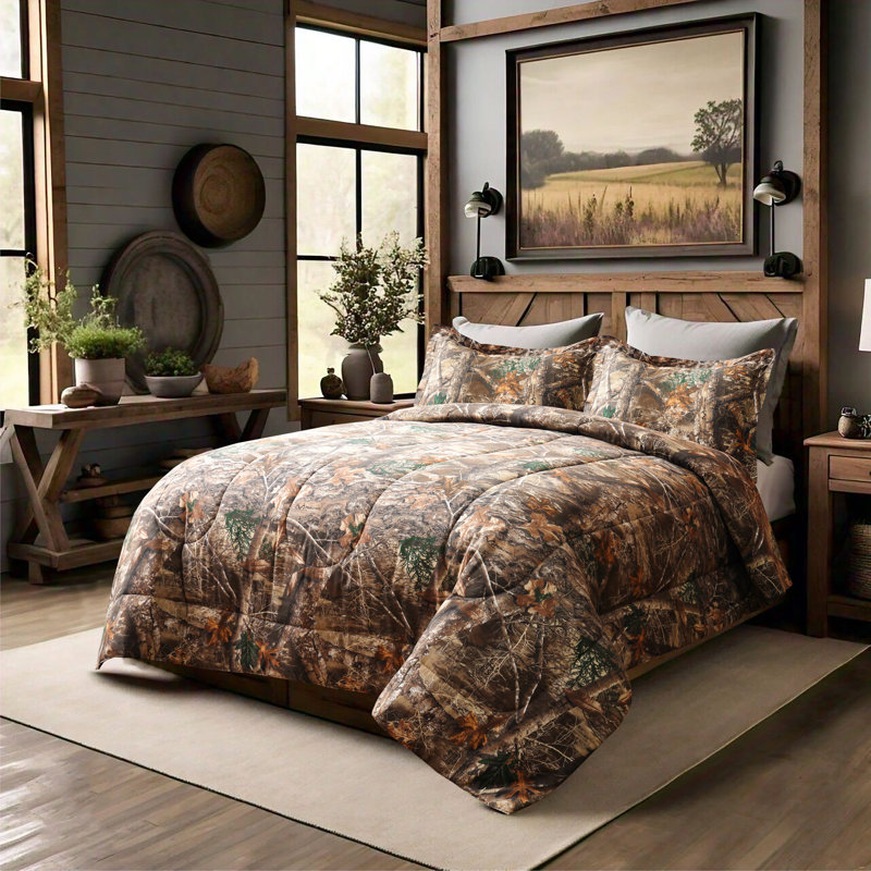 Realtree Edge Camo Comforter Set  Microfiber Rustic Farmhouse Bedding with Pillow – Hunting Cabin Lodge Bed Set Perfect for Camouflage Bedroom